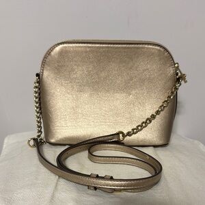 Kelly & Katie Gold Crossbody Bag with Chain Strap and Dome Shape